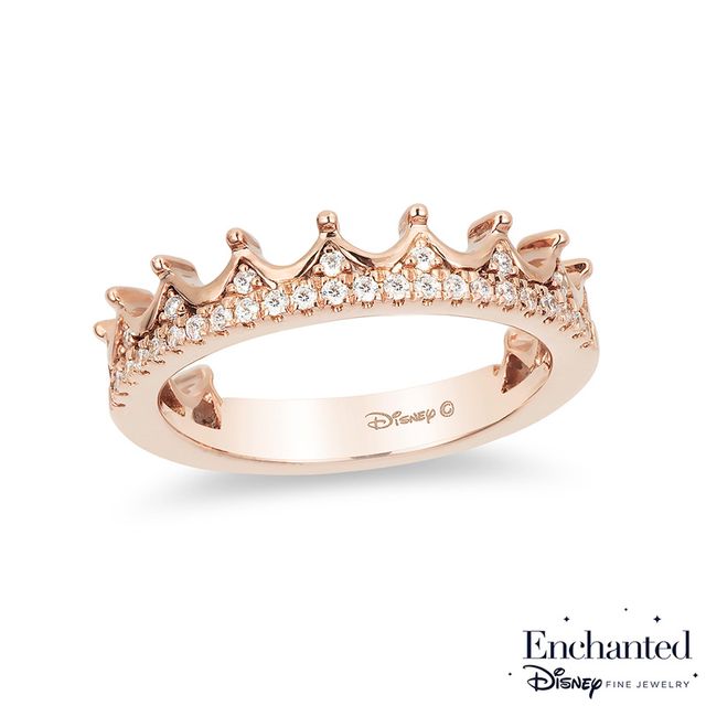 Previously Owned - Enchanted Disney Princess 1/6 CT. T.w. Diamond Tiara Wedding Band in 14K Rose Gold