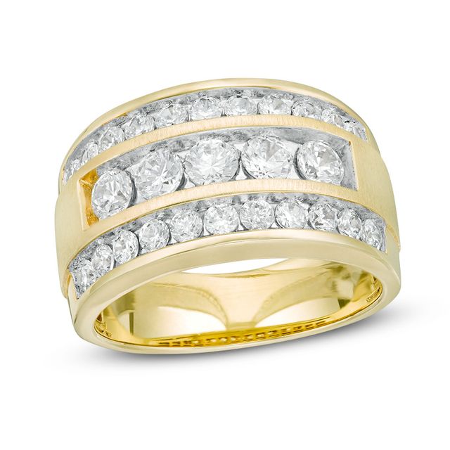 Previously Owned - Men's 2 CT. T.w. Diamond Five Stone Triple Row Ring in 10K Gold
