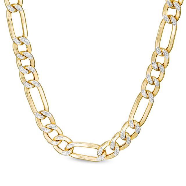 Previously Owned - Made in Italy Men's 5.7mm Diamond-Cut Figaro Chain Necklace in Hollow 10K Two-Tone Gold - 22"
