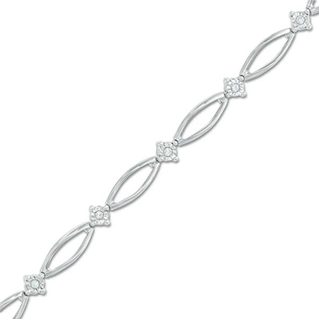 Previously Owned - 1/8 CT. T.w. Diamond Split Link Bracelet in 10K White Gold - 7.25"