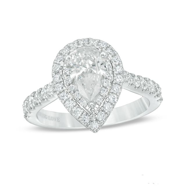 Previously Owned - Vera Wang Love Collection 1-3/4 CT. T.w. Diamond Frame Engagement Ring in 14K White Gold (I/Si2)