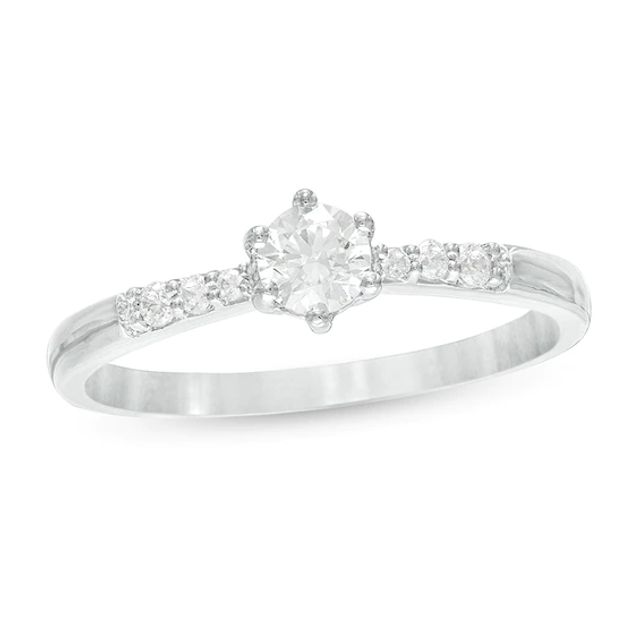 Previously Owned - 1/3 CT. T.w. Diamond Engagement Ring in 10K White Gold