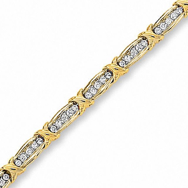 Previously Owned - 1 CT. T.w. Diamond Fashion "X" Bracelet in 10K Gold