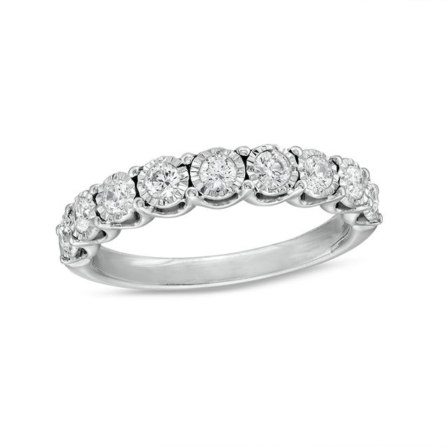 Previously Owned - 1/2 CT. T.w. Diamond Nine Stone Anniversary Band in 10K White Gold