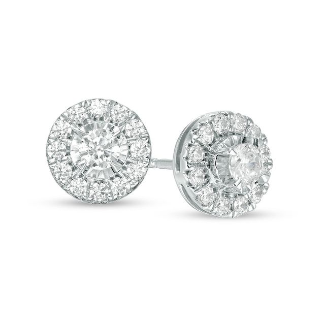 Previously Owned - 1/4 CT. T.w. Diamond Miracle Frame Stud Earrings in 10K White Gold