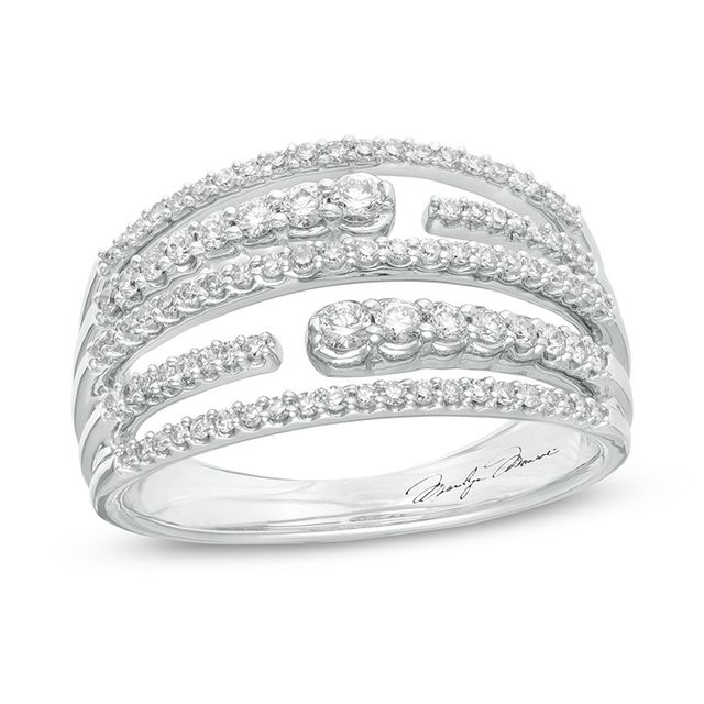 Previously Owned - Marilyn Monroeâ¢ Collection 1/2 CT. T.w. Journey Diamond Multi-Row Ring in 10K White Gold