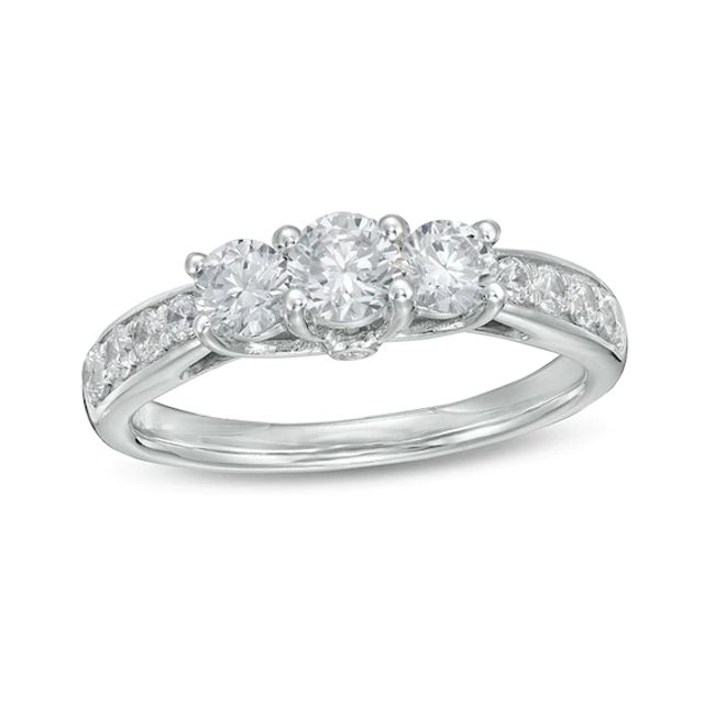 Previously Owned - 1 CT. T.w. Diamond Past Present FutureÂ® Engagement Ring in 10K White Gold