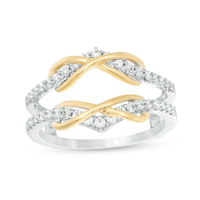 Previously Owned - 3/8 CT. T.w. Diamond Infinity Chevron Solitaire Enhancer in 10K Two-Tone Gold