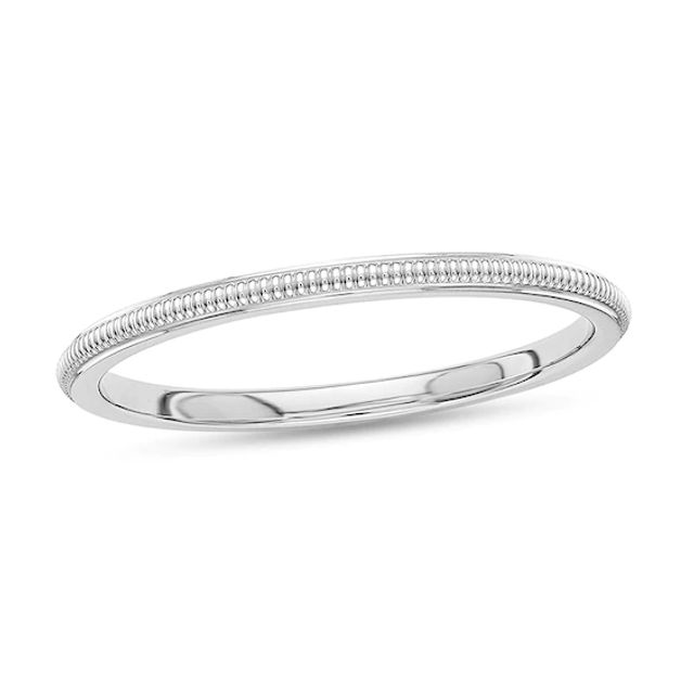 Previously Owned - Ladies' 1.5mm Vintage-Style Wedding Band in 14K White Gold