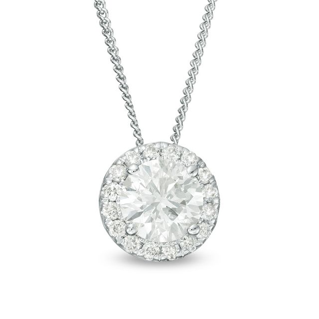 Previously Owned - 1/2 CT. T.w. Diamond Frame Pendant in 14K White Gold (I/Si2)