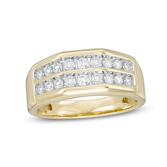 Previously Owned - Men's 3/4 CT. T.w. Diamond Double Row Wedding Band in 10K Gold