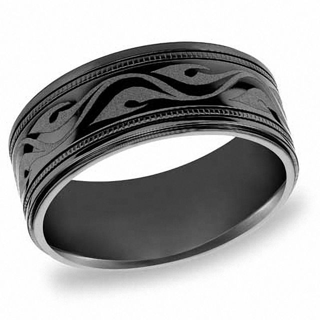 Previously Owned - Triton 9.0mm Comfort Fit Quicksilver Black Titanium Wedding Band