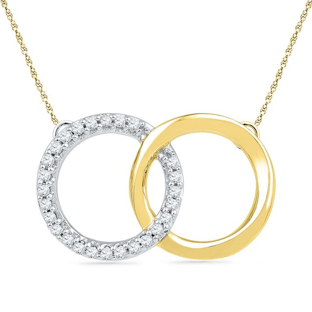 Previously Owned - 1/10 CT. T.w. Diamond Interlocking Circles Necklace in Sterling Silver and 14K Gold Plate