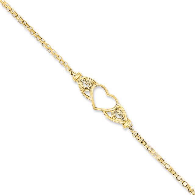 Previously Owned - Heart Anklet in 14K Gold - 10"