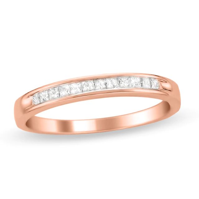 Previously Owned - 1/4 CT. T.w. Princess-Cut Diamond Wedding Band in 14K Rose Gold