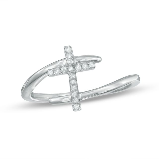 Previously Owned - Diamond Accent Cross Bypass Ring in 10K White Gold