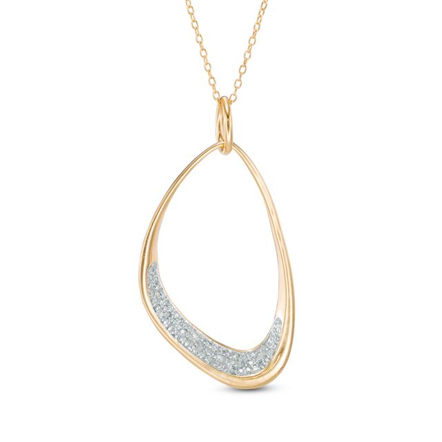 Previously Owned - 1/10 CT. T.w. Diamond Freeform Oval Pendant in Sterling Silver and 18K Gold Plate