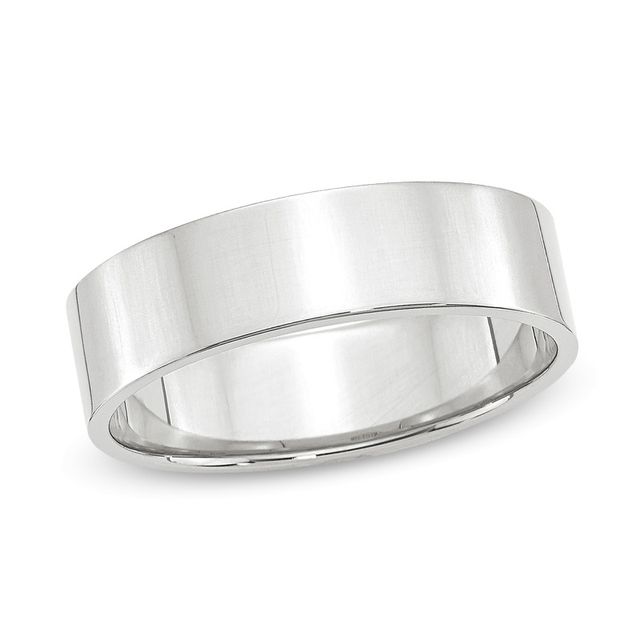 Previously Owned - Ladies' 6.0mm Flat Square-Edged Wedding Band in 14K White Gold