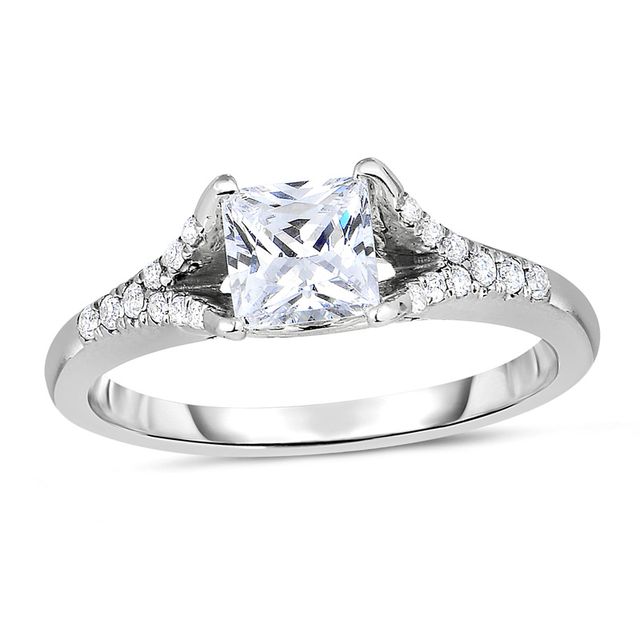 Previously Owned - 5/8 CT. T.w. Princess-Cut Diamond Split Shank Engagement Ring in 14K White Gold