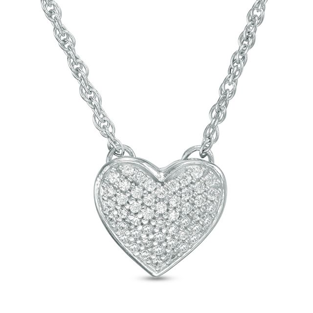 Previously Owned - 1/5 CT. T.w. Composite Diamond Heart Necklace in Sterling Silver