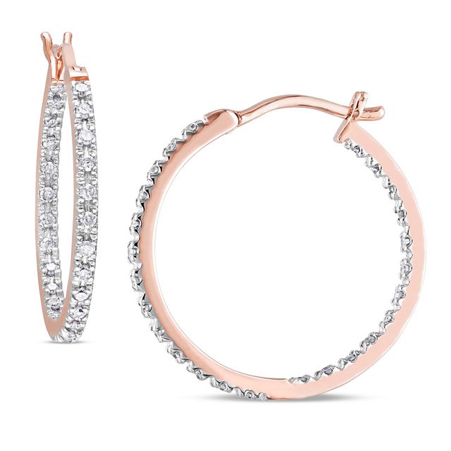 Previously Owned - 1/4 CT. T.w. Diamond Inside-Out Hoop Earrings in 10K Rose Gold