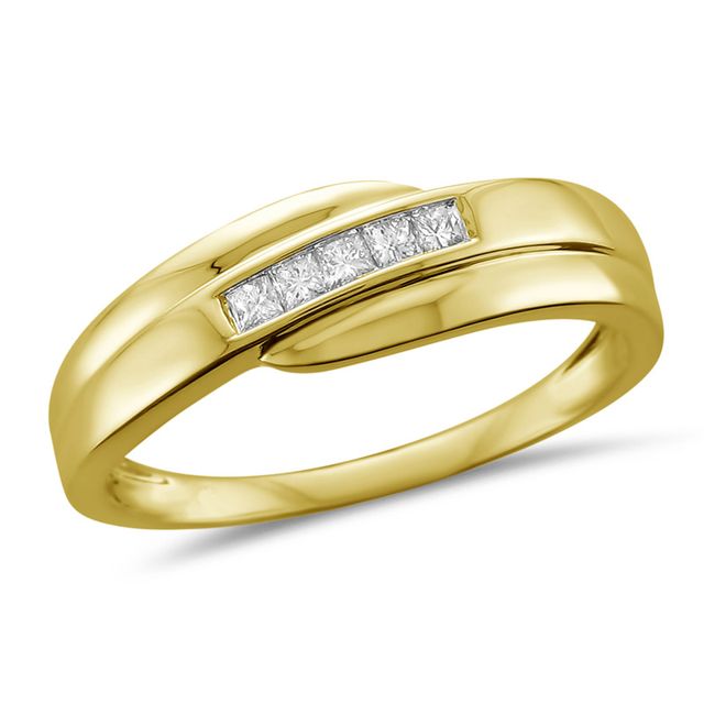 Previously Owned - 1/4 CT. T.w. Square-Cut Diamond Comfort-Fit Bypass Wedding Band in 14K Gold