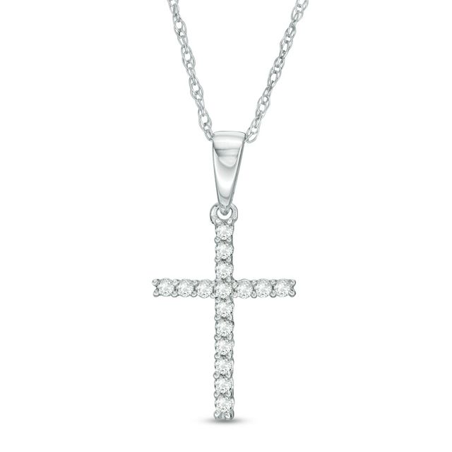 Previously Owned - 1/10 CT. T.w. Diamond Cross Pendant in 10K White Gold