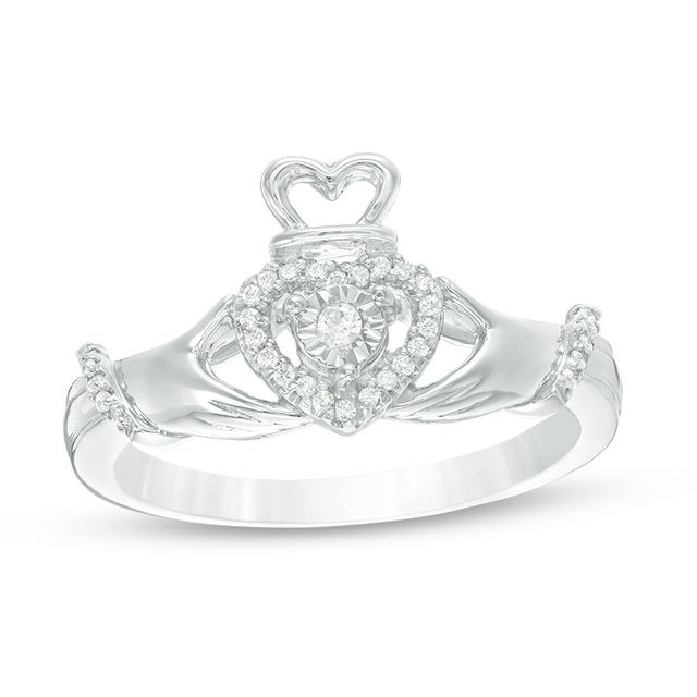 Previously Owned - 1/6 CT. T.w. Diamond Claddagh Promise Ring in 10K White Gold