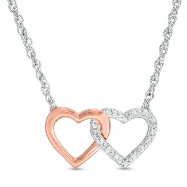 1/2 CT. T.W. Diamond Heart Necklace in 14K Rose Gold | Zales