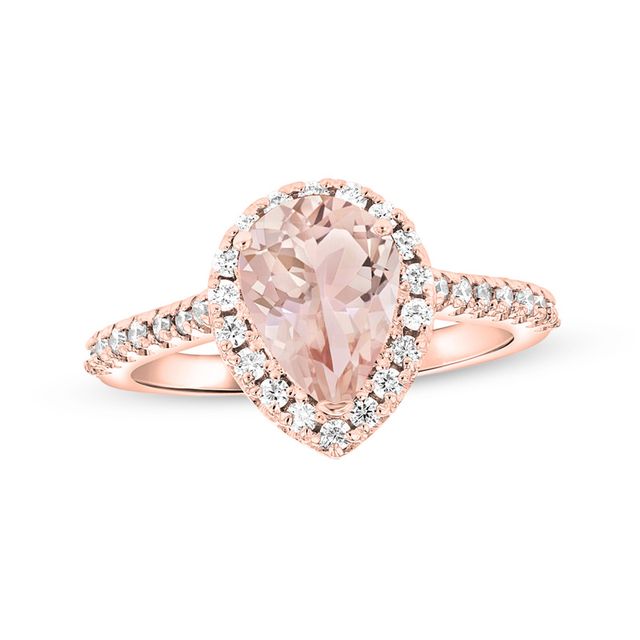 Previously Owned - Pear-Shaped Morganite and 3/8 CT. T.w. Diamond Frame Ring in 14K Rose Gold