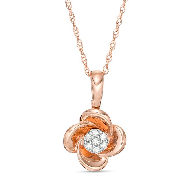 Previously Owned - 1/20 CT. T.w. Composite Diamond Flower Pendant in 10K Rose Gold