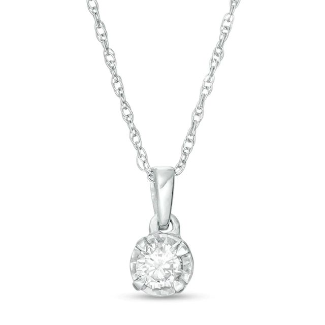 Previously Owned - 1/6 CT. Diamond Solitaire Pendant in Sterling Silver