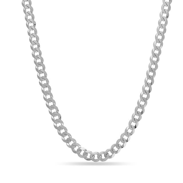 Previously Owned - Ladies' 6.7mm Curb Chain Necklace in 14K White Gold - 24"