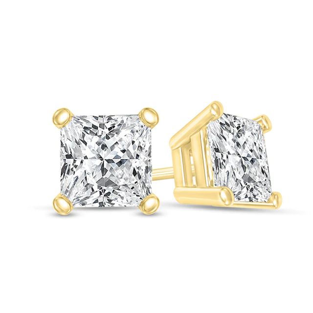 Previously Owned - 1/3 CT. T.w. Princess-Cut Diamond Solitaire Stud Earrings in 14K Gold (I/Vs2)