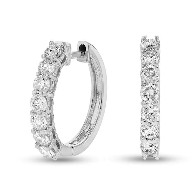 Previously Owned - 1 CT. T.w. Diamond Huggie Hoop Earrings in 14K White Gold