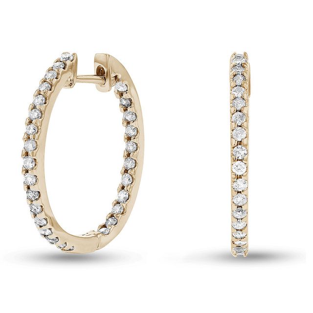 Previously Owned - 3/4 CT. T.w. Diamond Inside-Out Hoop Earrings in 14K Gold