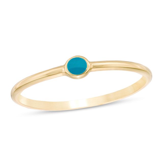 Previously Owned - Turquoise Enamel Circle Ring in 14K Gold