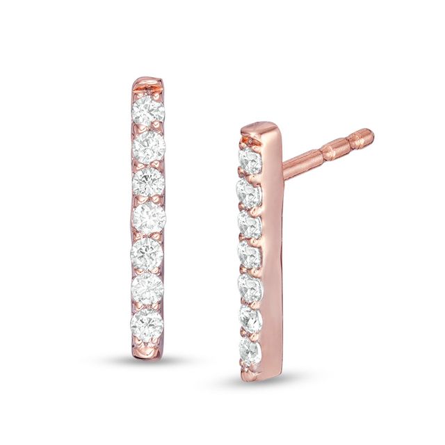 Previously Owned - 1/10 CT. T.w. Diamond Vertical Bar Drop Earrings in 10K Rose Gold