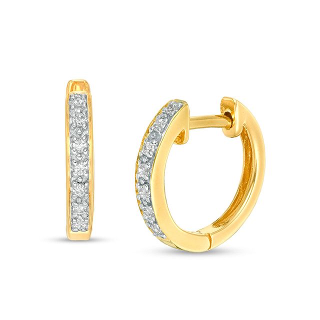 Previously Owned - 1/15 CT. T.w. Diamond Huggie Hoop Earrings in 14K Gold