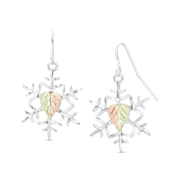 Previously Owned - Black Hills Gold Snowflake Drop Earrings in Sterling Silver