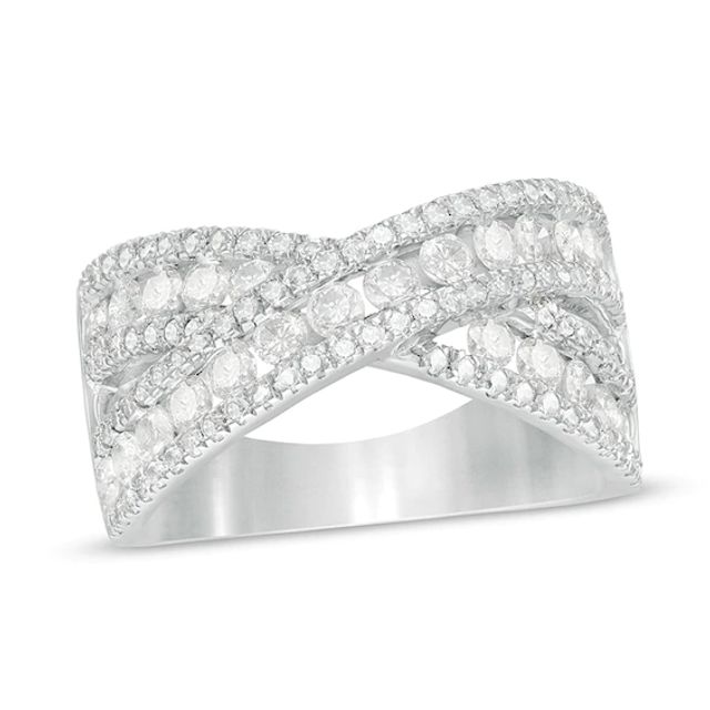 Previously Owned - 1-1/2 CT. T.w. Diamond Multi-Row Crossover Band in 10K White Gold