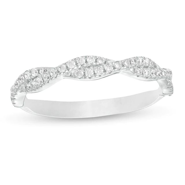 Previously Owned - 1/4 CT. T.w. Diamond Twist Stackable Band in 14K White Gold
