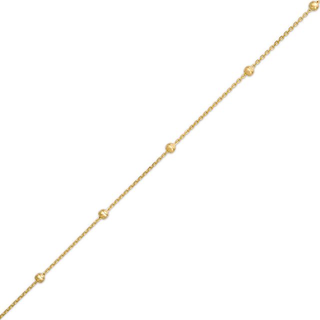 Previously Owned - 2.0mm Diamond-Cut Bead Station Bracelet in 14K Gold - 7.5"