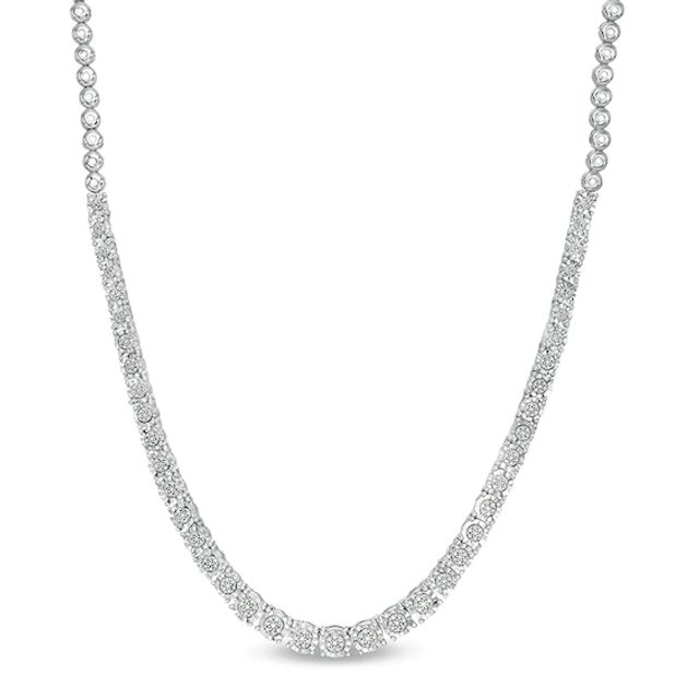 Previously Owned - 1/3 CT. T.w. Composite Diamond Graduated Tennis Necklace in Sterling Silver