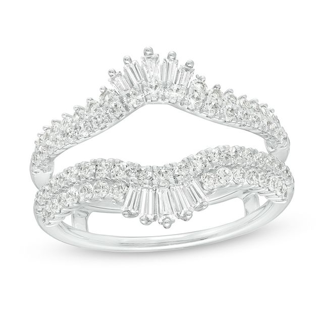 Previously Owned - 1 CT. T.w. Diamond Double Row Crown Solitaire Enhancer in 14K White Gold