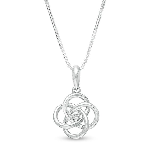 Previously Owned - Diamond Accent Solitaire Celtic Knot Pendant in Sterling Silver