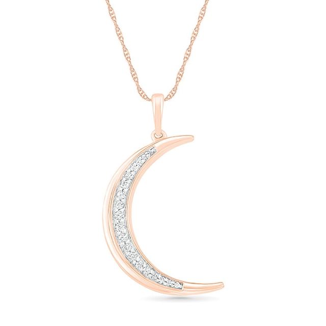 Previously Owned - 1/10 CT. T.w. Diamond Crescent Moon Pendant in 10K Rose Gold