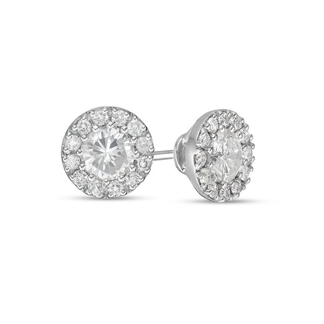 Previously Owned - 7/8 CT. T.w. Diamond Frame Stud Earrings in 10K White Gold