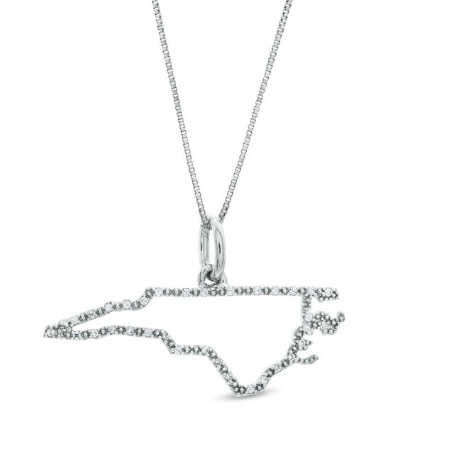 Previously Owned - Diamond Accent State of North Carolina Outline Pendant in Sterling Silver