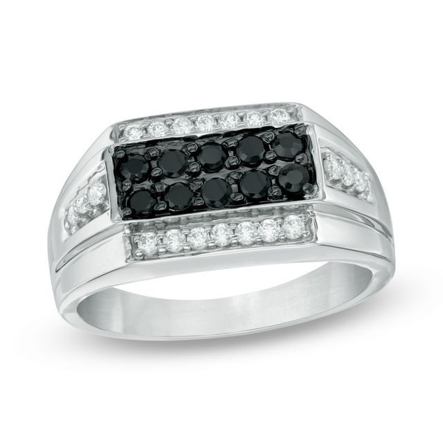 Previously Owned - Men's 1/2 CT. T.w. Black and White Diamond Ring in Sterling Silver